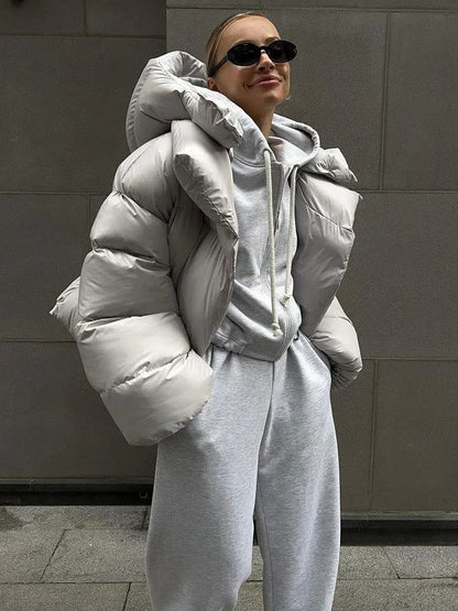 Doudoune matelassée à capuche pour femme - Courte et chaude