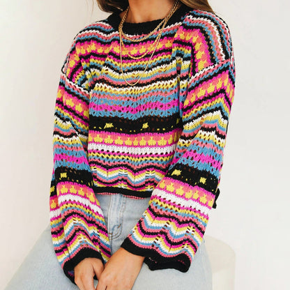 Pull en maille élégant Motif rayé Design raffiné