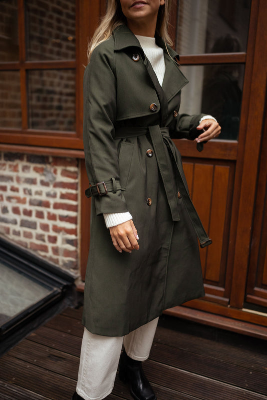 Damen Langmantel Doppelreiher Eleganz - IdealeKleiden