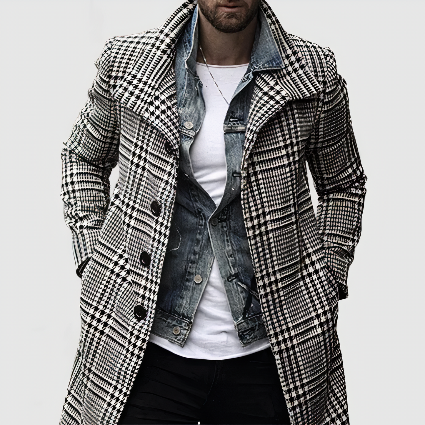 Manteau classique à carreaux pour femmes