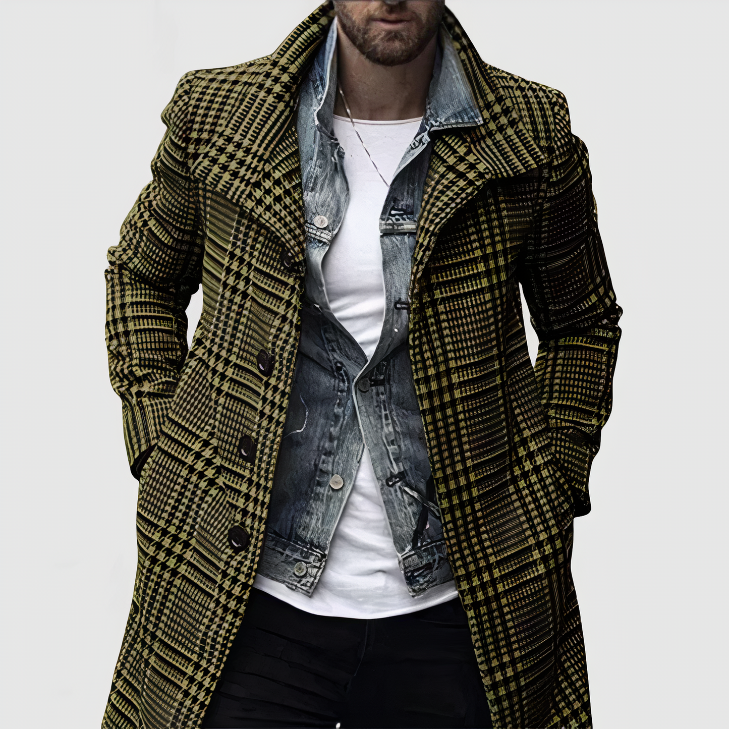 Manteau classique à carreaux pour femmes