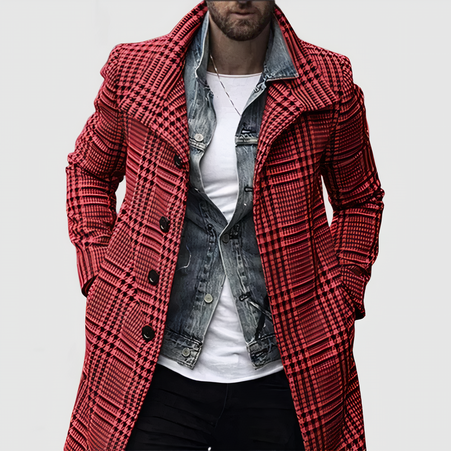 Manteau classique à carreaux pour femmes