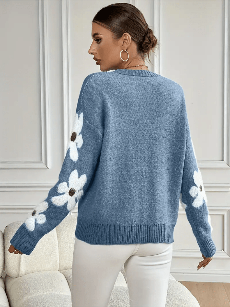 Bequemes Damenkleid - Florales Sweatshirt Komfort - IdealeKleiden