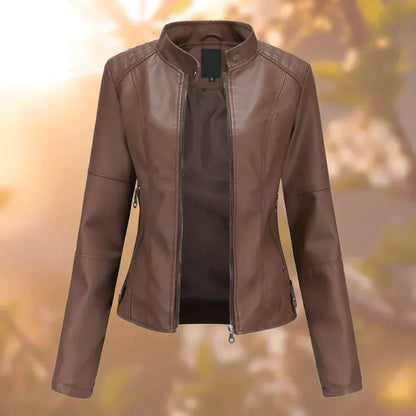 Veste courte femme automne col montant zippée
