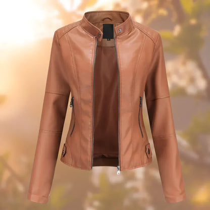 Veste courte femme automne col montant zippée