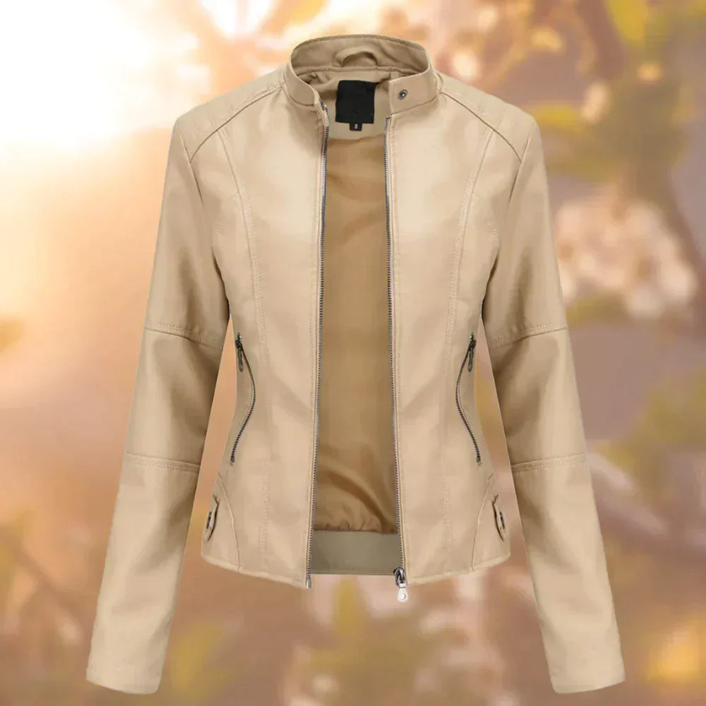 Veste courte femme automne col montant zippée