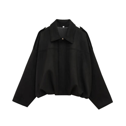 Blouson aviateur en cuir simple pour femme
