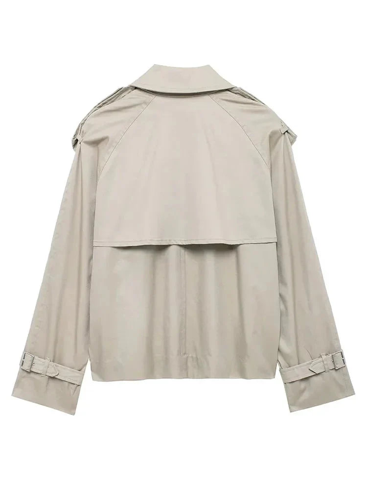 Klassische Cropped Trenchcoat Damen - IdealeKleiden