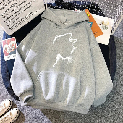 Sweat à capuche douillet avec motif chat mignon