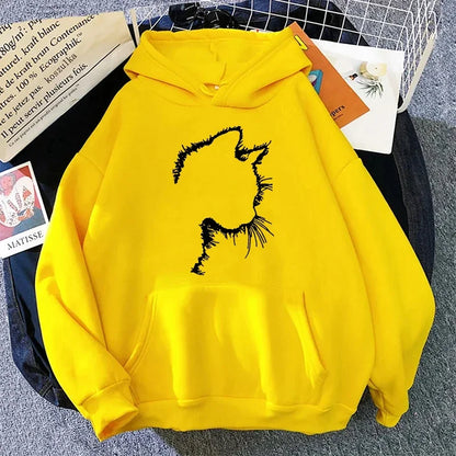Sweat à capuche douillet avec motif chat mignon