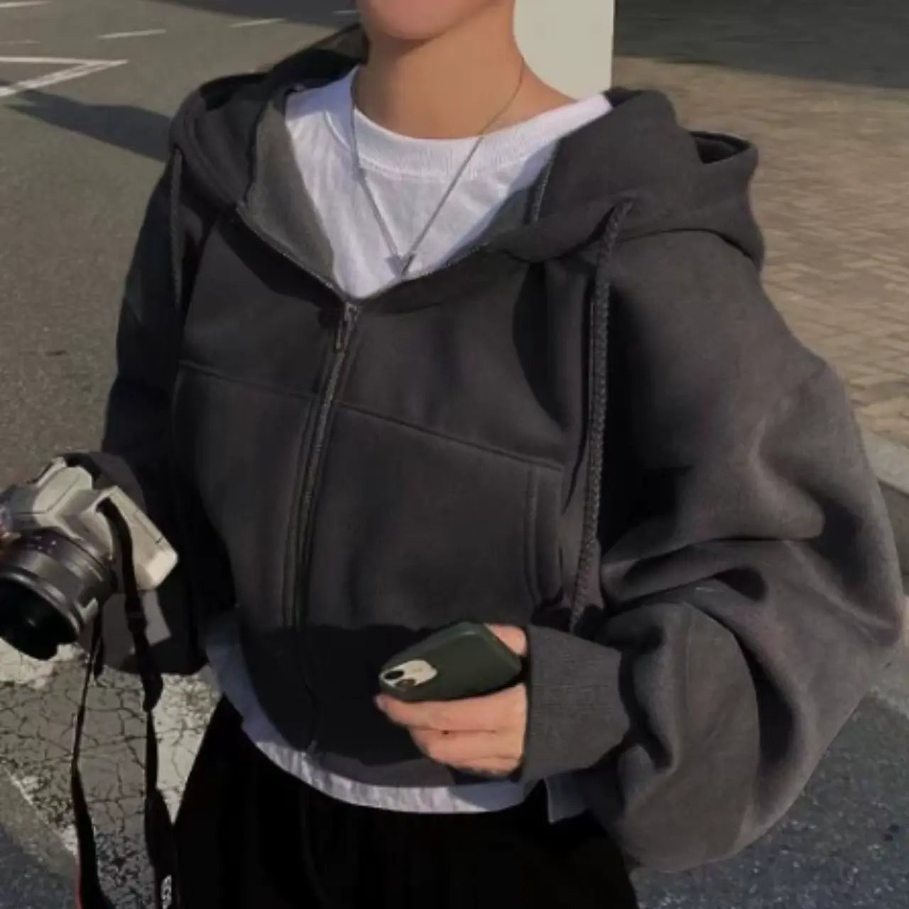 Bequeme Hoodie Mit Reißverschluss - IdealeKleiden