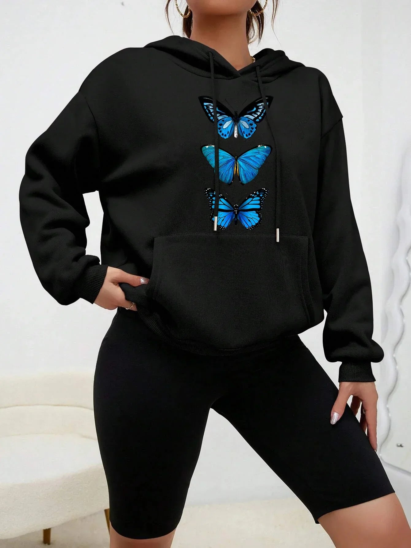 Robe féminine tendance | Sweat à capuche papillon design chic