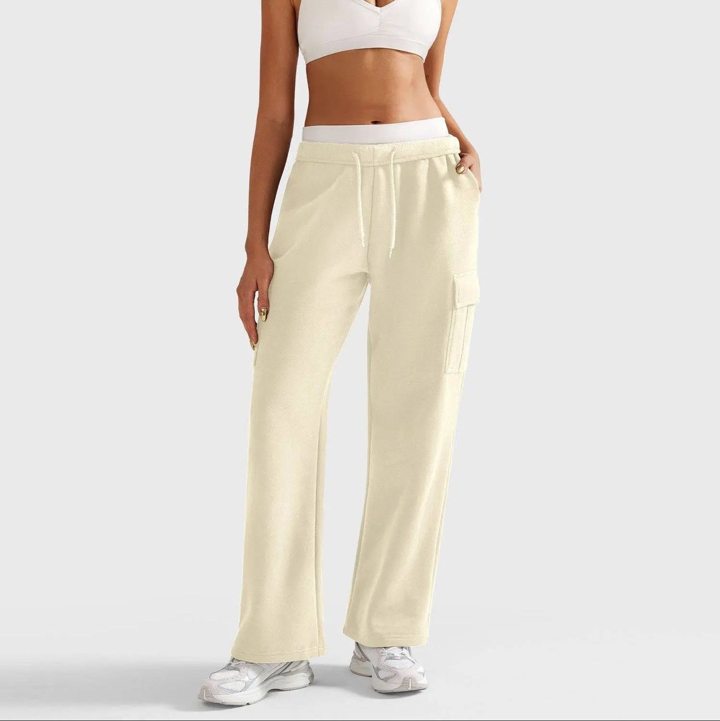 Pantalon de jogging confortable Taille haute Jambes larges
