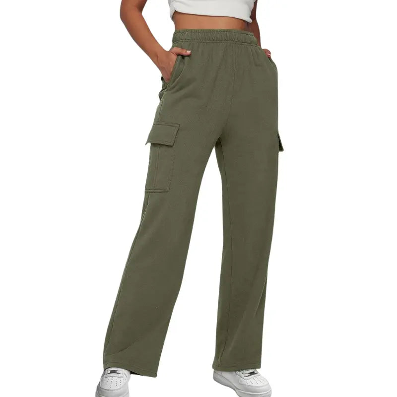 Pantalon de jogging confortable Taille haute Jambes larges