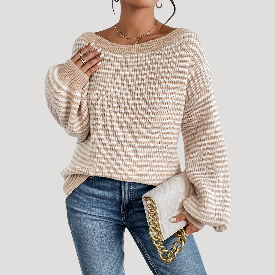 Pull pour femme rayé à manches longues