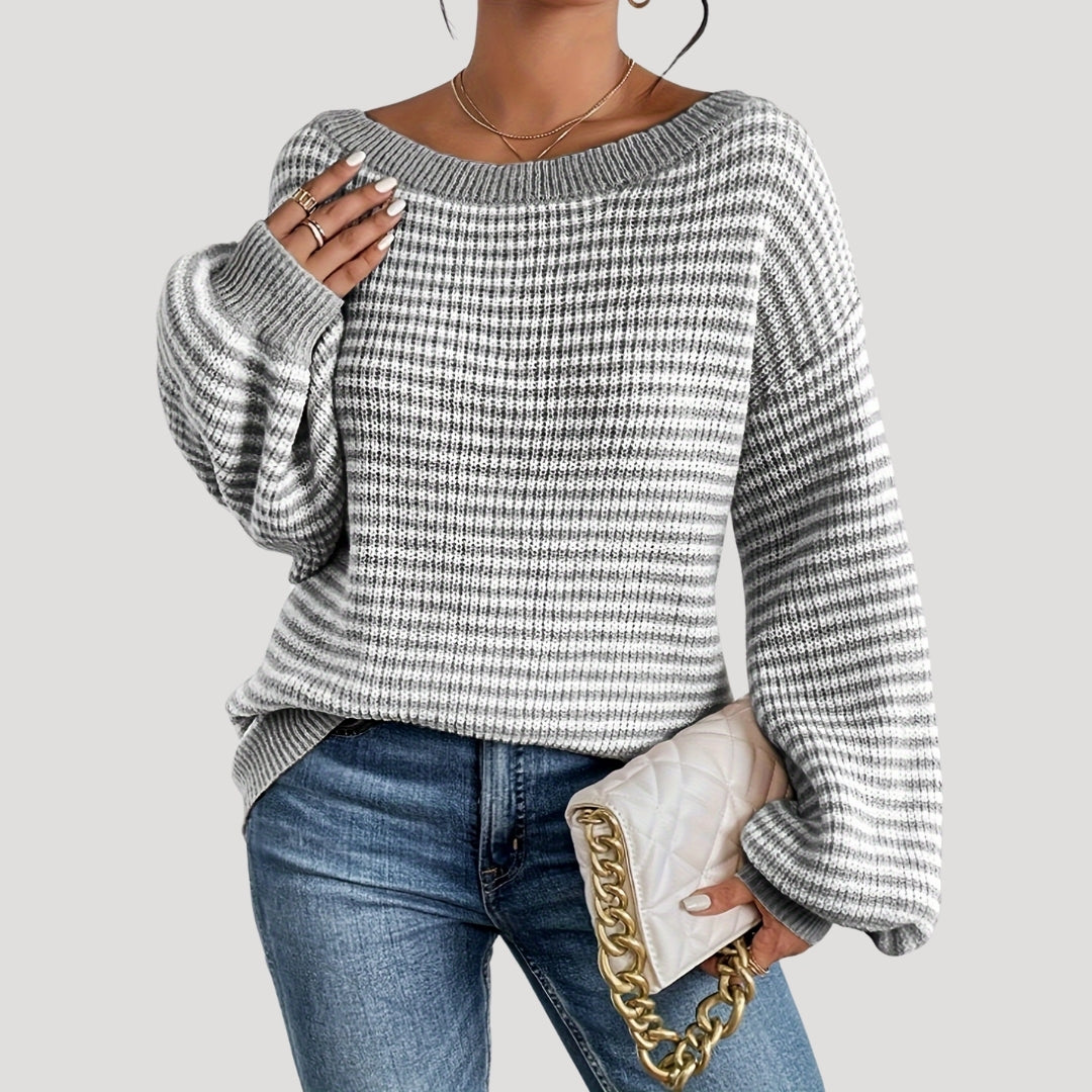 Pull pour femme rayé à manches longues