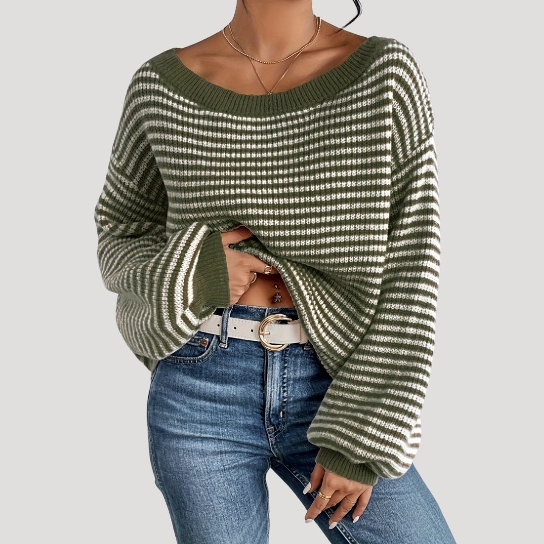 Pull pour femme rayé à manches longues