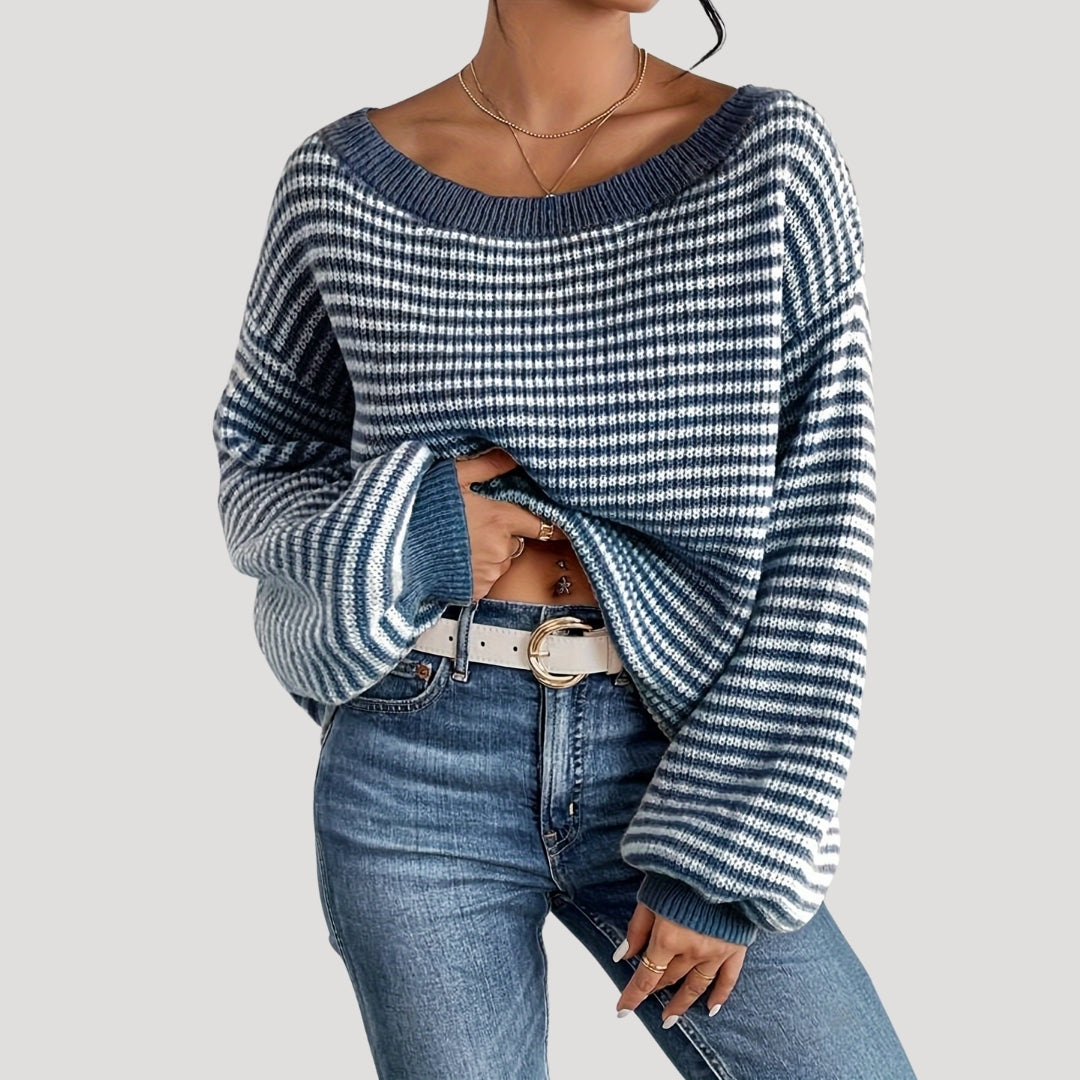 Pull pour femme rayé à manches longues