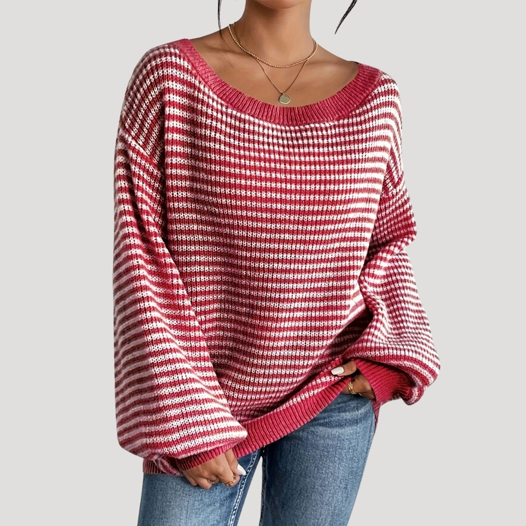 Pull pour femme rayé à manches longues