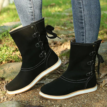 Bottes élégantes femme mi-mollet daim