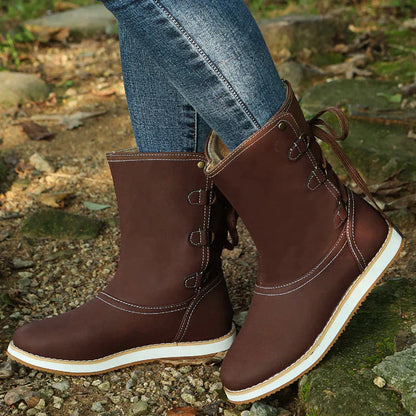 Bottes élégantes femme mi-mollet daim