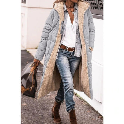 Manteau d'hiver réversible à capuche en polaire pour femme