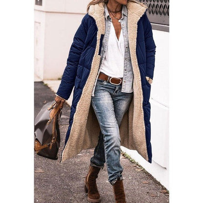 Manteau d'hiver réversible à capuche en polaire pour femme