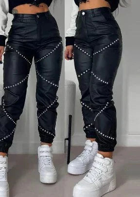Isabella - Pantalon en Cuir Personnalisé Tendance Long