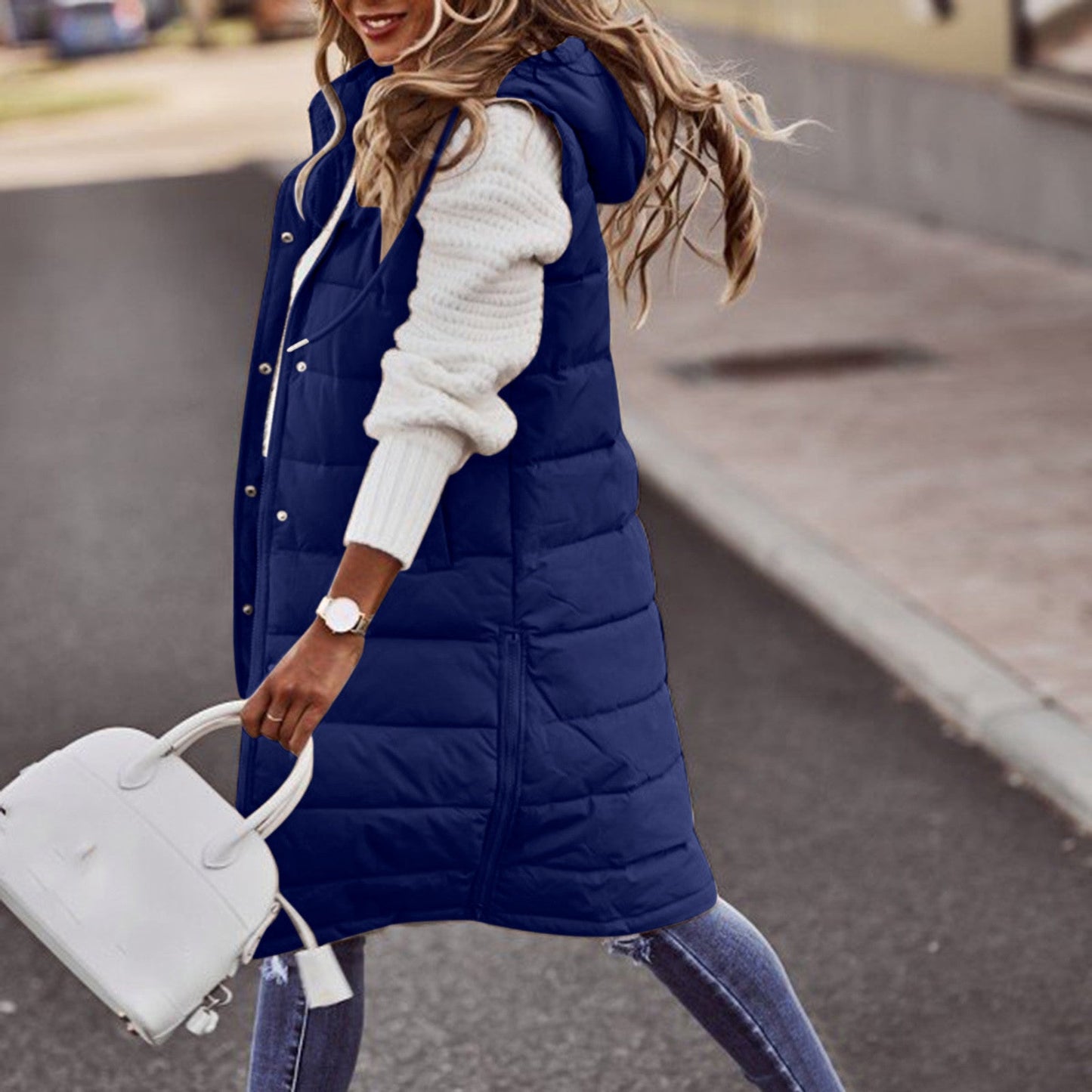 Bodywarmer d'hiver surdimensionné matelassé à capuche