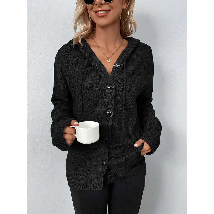 Cardigan Femme Capuche Manches Longues Chaud