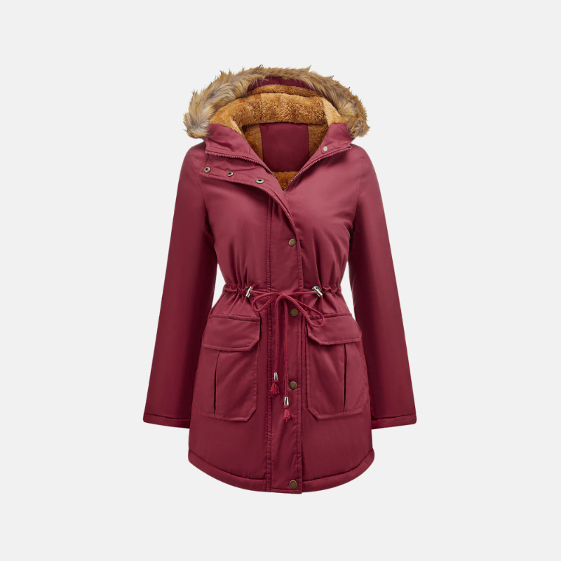 Damen Winterparka Warm Fleece Kunstfell Kapuze - IdealeKleiden