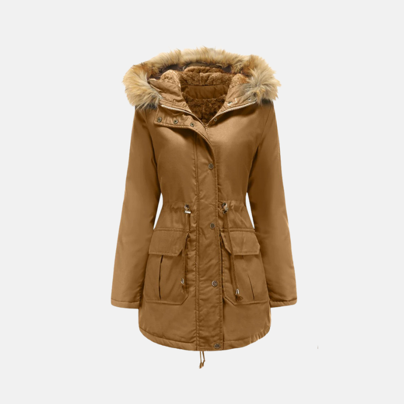 Parka d'hiver pour femme, chaud, polaire, capuche en fausse fourrure