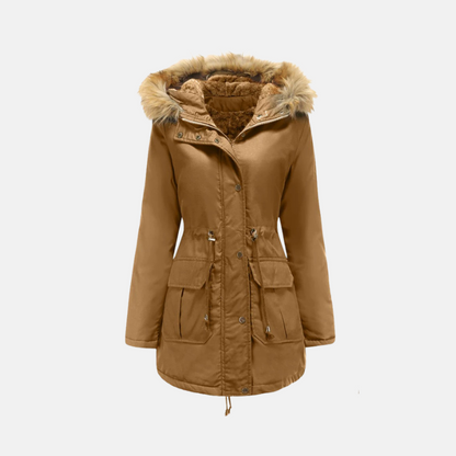 Parka d'hiver pour femme, chaud, polaire, capuche en fausse fourrure