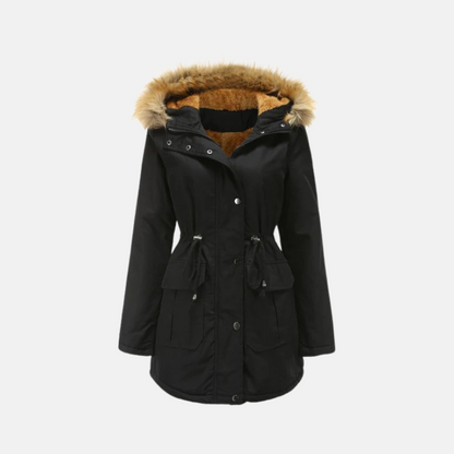 Parka d'hiver pour femme, chaud, polaire, capuche en fausse fourrure
