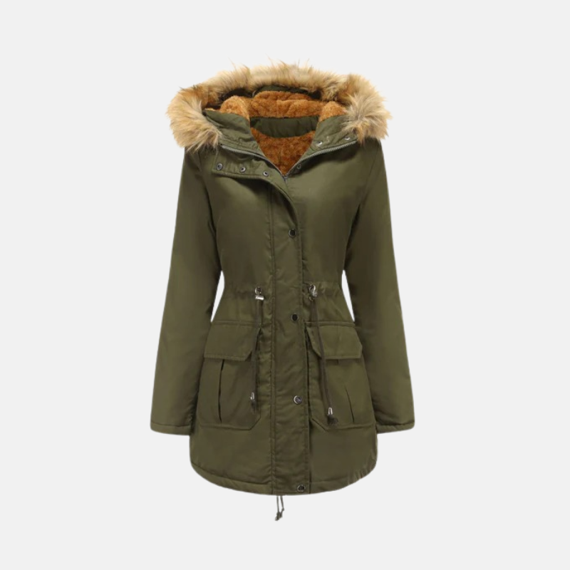 Parka d'hiver pour femme, chaud, polaire, capuche en fausse fourrure