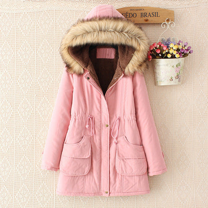 Parka d'hiver femme chaud avec doublure Sherpa et capuche en fausse fourrure