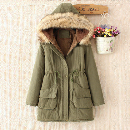 Parka d'hiver femme chaud avec doublure Sherpa et capuche en fausse fourrure