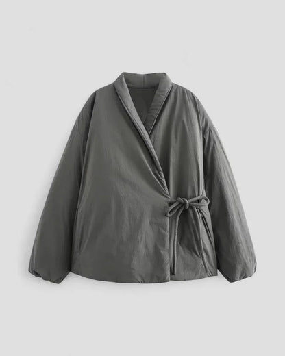 Veste Courte Matelassée pour Femme avec Ceinture à la Taille
