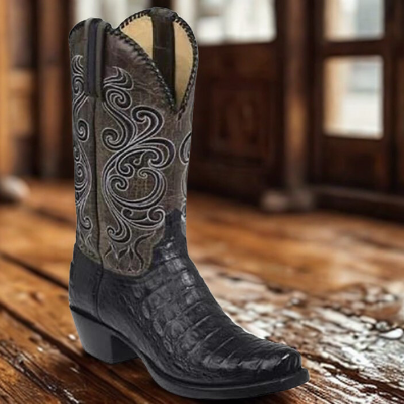 Bottes western femme | Cuir gaufré avec talon bloc