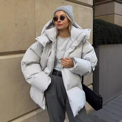 Doudoune chaude à capuche et fermeture éclair pour femme