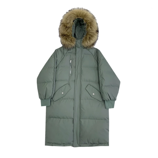 Damen Winterjacke Lang Wattierte Pufferjacke mit Kapuze - IdealeKleiden