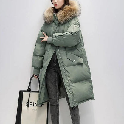 Doudoune matelassée longue pour femme avec capuche