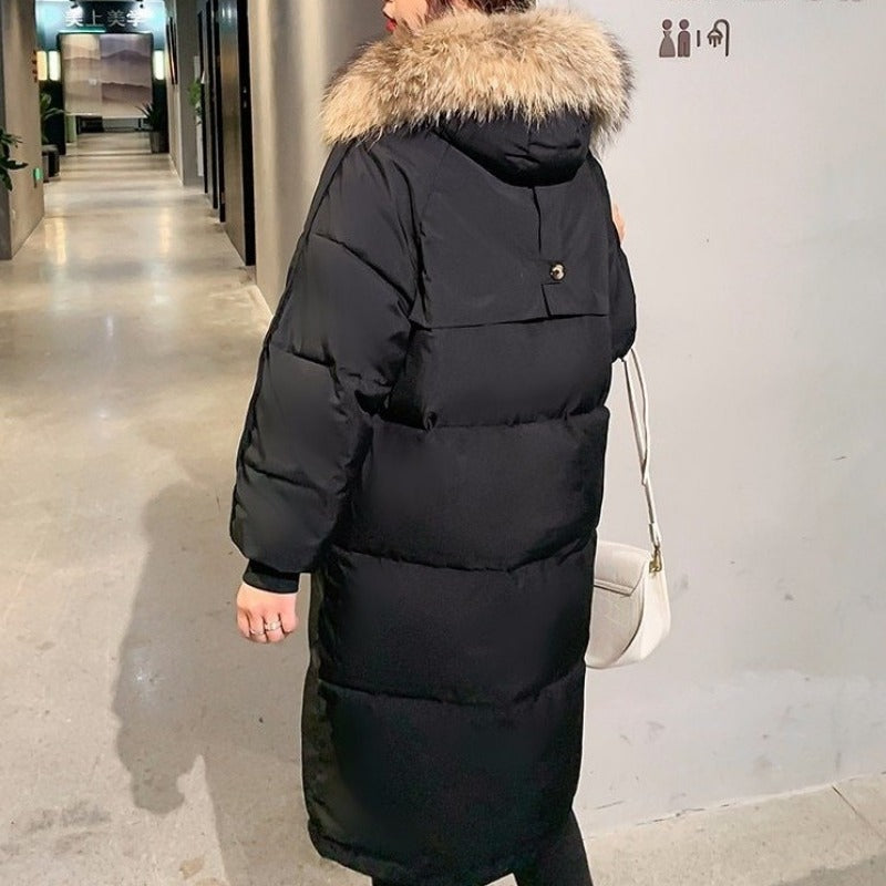 Doudoune matelassée longue pour femme avec capuche