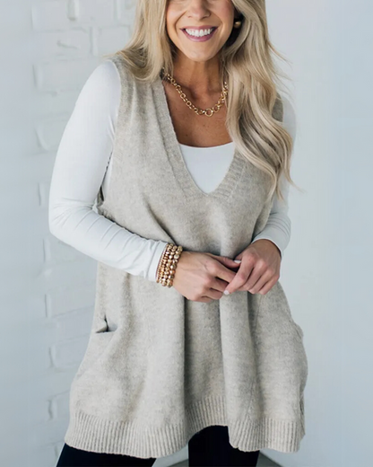 Cardigan femme en V avec poches