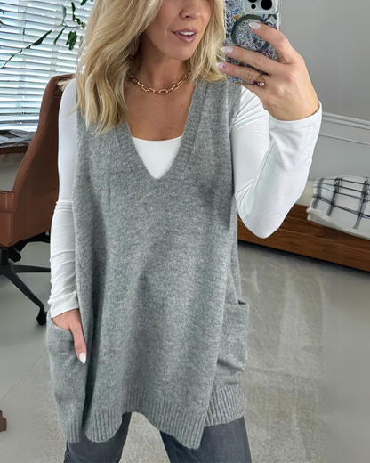 Cardigan femme en V avec poches