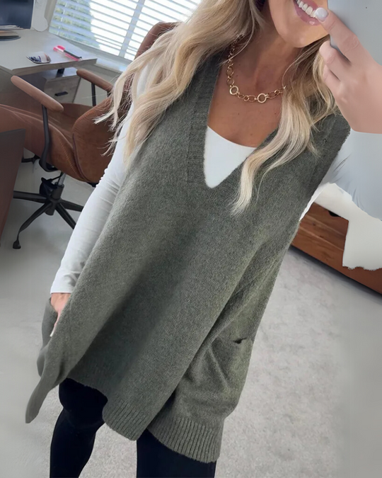 Cardigan femme en V avec poches