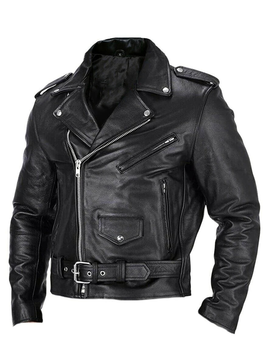 Stylische Lederjacke für Männer Biker - IdealeKleiden