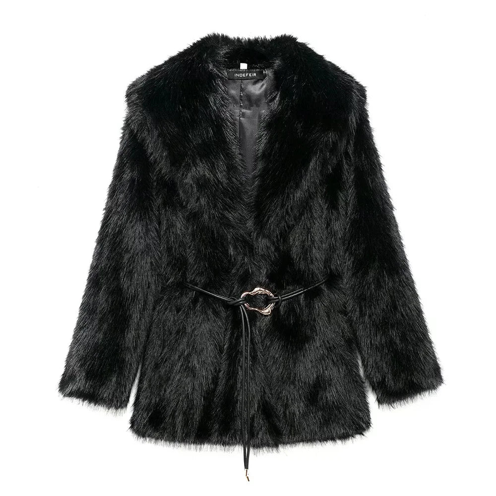 Manteau d'hiver élégant à manches longues pour femme