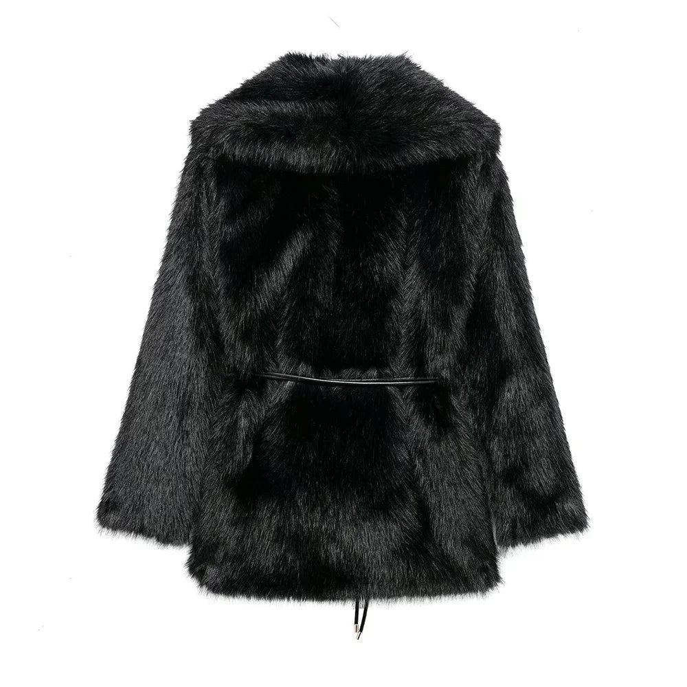 Eleganter Wintermantel Lange Ärmel Damen - IdealeKleiden