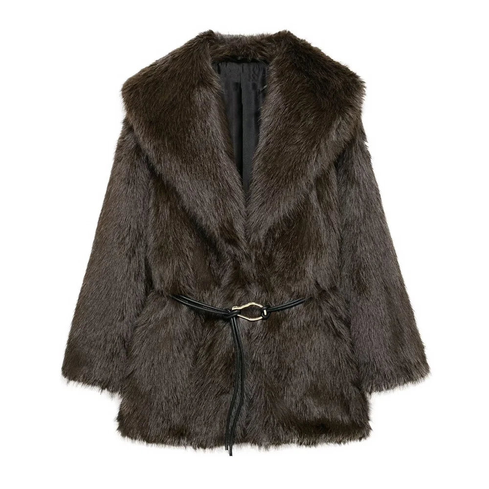 Manteau d'hiver élégant à manches longues pour femme